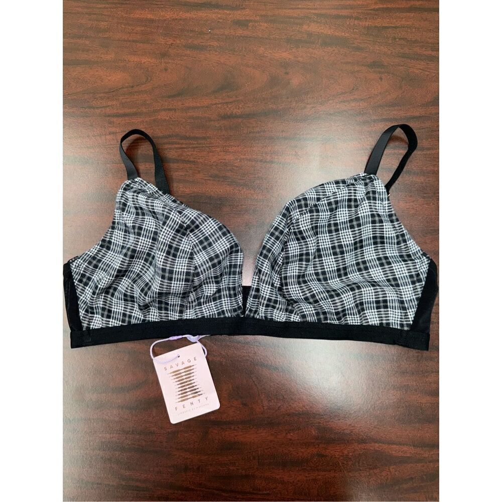 NWT Savage X Fenty Remixed Plaid Unlined Bralette Size 1X